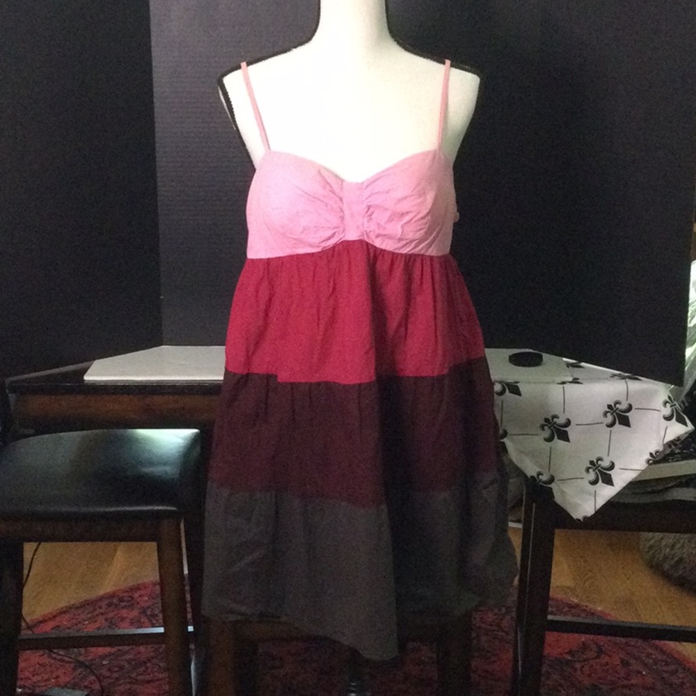 Spaghetti Strap A-Line Striped Color Block Tank w/Adjustable Straps